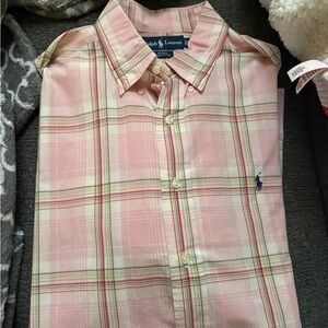 Ralph Lauren Pink and White Plaid Shirt